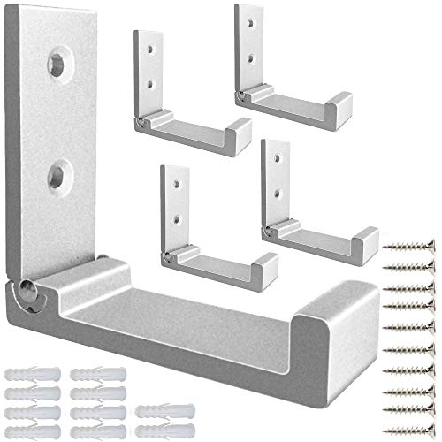 Folding Coat Hooks, 5Pcs Wall Hooks for Hanging Coat Towel Hooks Hardware Heavy Duty Aluminum Alloy Headphone Holder Hooks No Rust Wall Mounted with Screws for Hat, Bags, Fitness Equipment (Silvery) - color: Silvery