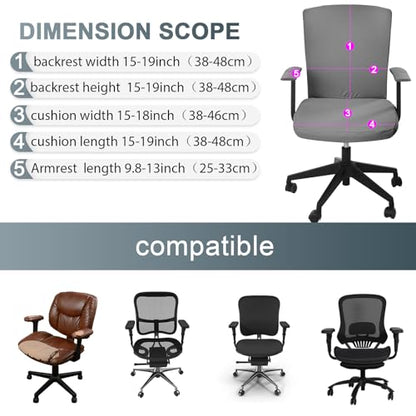Tallew 4 Pcs Office Chair Covers Set Computer Universal Protective Stretchable Chair Seat Covers Desk Armrest Slipcovers Pads Office Cushion Backrest for Rotating(Gray) - color: Grey