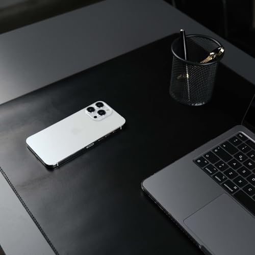 Jersey Genuine Calfskin Leather Desk Pad, Office Desk Mat with Non-Slip Bottom, Smooth Surface for Mouse & Keyboard, Desk Protector (36x19 inches) (Black) - color: Black
