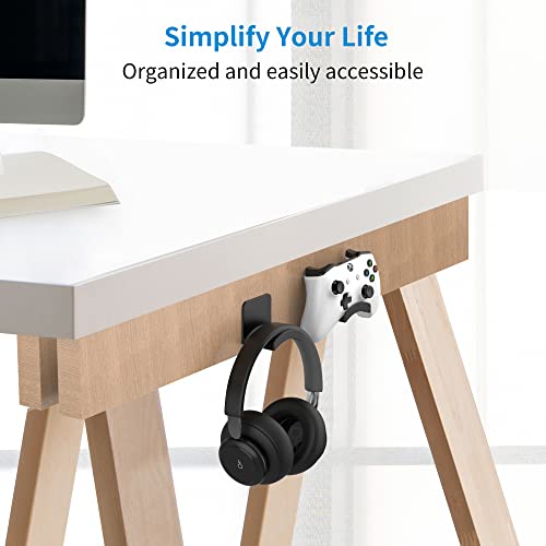 SOKUSIN Headphone Stand Headset Holder - Adhesive Gaming Earphones Hanger, Universal Desk Wall Mount Hook for All Headphone/Controller, Compatible with Beats, AirPods Max,Sony, JBL (Black-2PCS) - color: Black-2 Pack