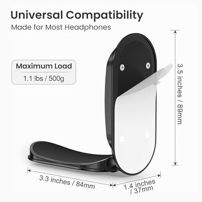 Itramax Headphone Hanger Under Desk,Adhesive Wall Mount Headset Holder,1 Pack Foldable Headphone Monitor Stand Hook,Magnetic Sticky PC Gaming Headset Earphone Clamp for AirPods Max,HyperX,Xbox-Black