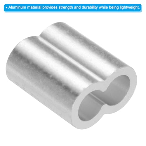 uxcell 3/8" 10mm Aluminum Crimping Loop Sleeve Double Ferrule for Wire Rope Cable Line End, Silver 10pcs - size: 3/8 Inch
