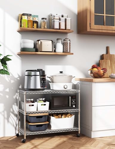 Simple Deluxe 3-Tier Heavy Duty Storage Shelves 750Lb Capacity, 24.02" D x 13.78" W x 21.97" H Shelving Unit for Pantry, Garage, Laundry and Kitchen, Chrome, 2 Pack - size: 3-Tier, 13.78"W x 24.02"D x 21.97"H, style: 2 Pack