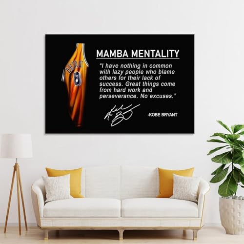 YDYBBGFC Mamba Inspirational Quotes Poster, Black Mamba Mentality Wall Art Decor,A Gift for Dear Basketball Fansstyle 12x18inch(30x45cm)