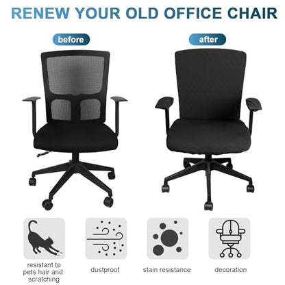 Tallew 4 Pcs Office Chair Covers Set Computer Universal Protective Stretchable Chair Seat Covers Desk Armrest Slipcovers Pads Office Cushion Backrest for Rotating(Dark Grey) - color: Dark Grey