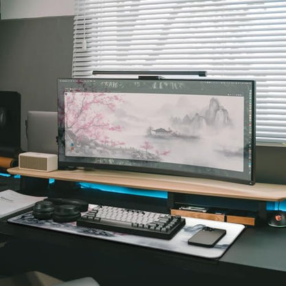 Gaming Mouse Pad, Large 31.5 x 11.8 inches Mousepad, Long Keyboard Pad, Cute Mouse Mat for Computer with Stitched Edges and Non-Slip Base (Pink Cherry Blossoms) - color: Pink Cherry Blossoms