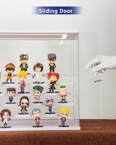 Clear Acrylic Display Case with Light , 3 Tier Display Box Stand Assembly Dustproof Protection Showcase for Collectibles Action Figures (White 12.6×7×9in; 32×18×23cm) - color: White with light, size: 3 Tier 12.6×7×9in；32×18×23cm