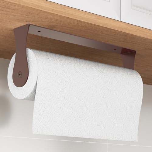 Oil Rubbed Bronze Paper Towel Holder Under Cabinet, Oil Rubbed Bronze Kitchen Accessories Decor, Wall Mount Paper Towel Holder for Bathroom, Stainless Steel, Adhesive or Screws - color: Brown