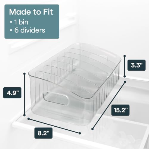 YouCopia FreezeUp Freezer Bin 15", BPA-Free Clear Fridge Organizer with Adjustable Dividers and Handles for Frozen Food and Leftovers - size: 15" Deep