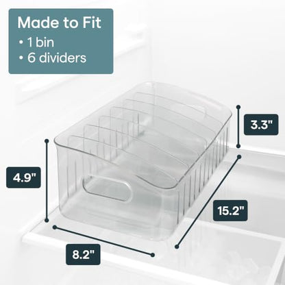 YouCopia FreezeUp Freezer Bin 15", BPA-Free Clear Fridge Organizer with Adjustable Dividers and Handles for Frozen Food and Leftovers - size: 15" Deep