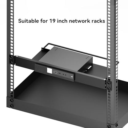 Mini Rack Mount for Dell OptiPlex Micro Form Factor Case，1U Hinged Server Rack Shelf for 19-inch Cabinet or Rack
