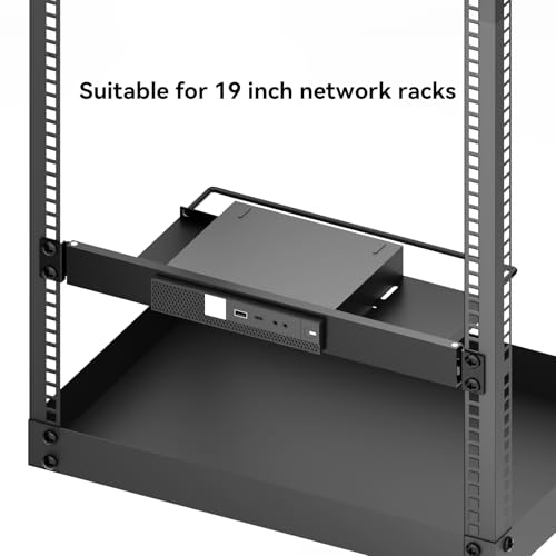 Mini Rack Mount for Dell OptiPlex Micro Form Factor Case，1U Hinged Server Rack Shelf for 19-inch Cabinet or Rack