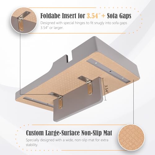 Nnewvante Couch Tray Between Cushion, 2-in-1 Insert & Flat Sofa Organizer Bamboo with 4 Compartments,Fits Middle Couch or Ottomans,for Snacks, Drinks, Remotes,15.35x9.84-inch,Gray - color: Gray