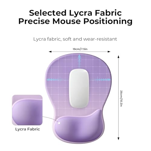 EooCoo Ergonomic Mouse Pad with Gel Wrist Rest Support Middle Concave Design, Relieve Wrist Pain Mousepad, Non-Slip Base for Laptop, Office Desk Accessories, Carpal Tunnel Syndrome - color: Purple