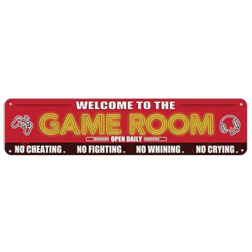 Funny Game Room Sign Wall Decor Welcome To The Game Room Tin Sign Gameroom Accessories Games Arcade Metal Signs Gaming Wall Decor Player Poster Video - color: GamingSign6