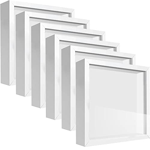 5x5 White Small Shadow Box Frame Display Case , Display Case Box for Memorabilia, Medal, Wedding Memories, Crafts, Tickets and Photos (6packs-White, 5x5) - color: 6packs-white, size: 5x5