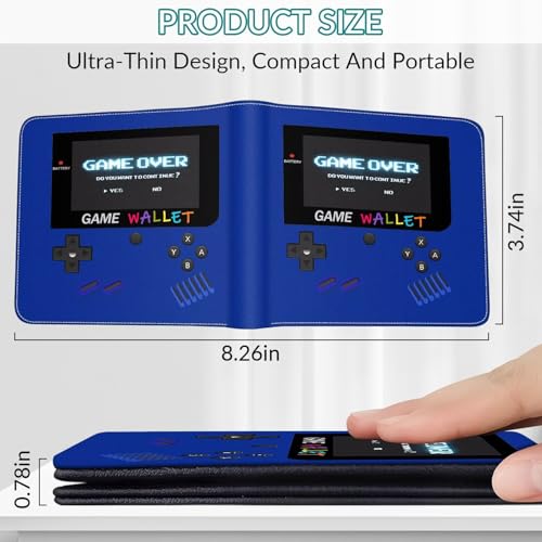 EXXBYELI Boys Wallet Gamepad Leather Wallets Credit Id Card Cash Holder Black Rfid Blocking Zipper Cute Cool Funny Aesthetic Wallets With Coin Pocket Id Window Teen Wallets for Boys Teenager Wallet - color: game-blue1
