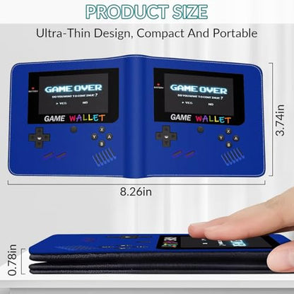 EXXBYELI Boys Wallet Gamepad Leather Wallets Credit Id Card Cash Holder Black Rfid Blocking Zipper Cute Cool Funny Aesthetic Wallets With Coin Pocket Id Window Teen Wallets for Boys Teenager Wallet - color: game-blue1