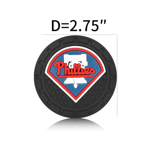 Car Cup Holder Coasters for Phila Phillies Baseball Fans, Phillies Car Coasters for Cup Holder Insert Silicone Non-Slip - color: 11phi12lli