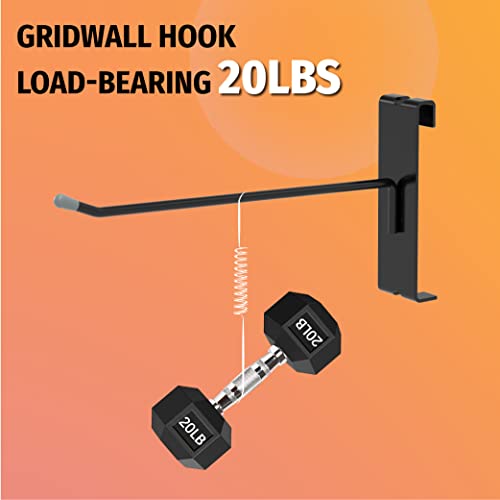 HUHOLE 50 Pack 6 Inch Black Gridwall Hooks Metal Display Hangers | Fits 3 x 3 Inch Wire Grid Panels, 20 lb Capacity Hooks for Retail Store, Craft Fair, Jewelry Rack and Garage Organizer - size: 6 Inch