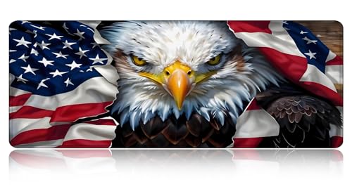 Large Gaming Mouse pad,Eagle, National Flag Anti Slip Rubber Base Mouse pad, Suitable for Computer, Laptop, Office Desk Accessories - color: Eagle, national flag