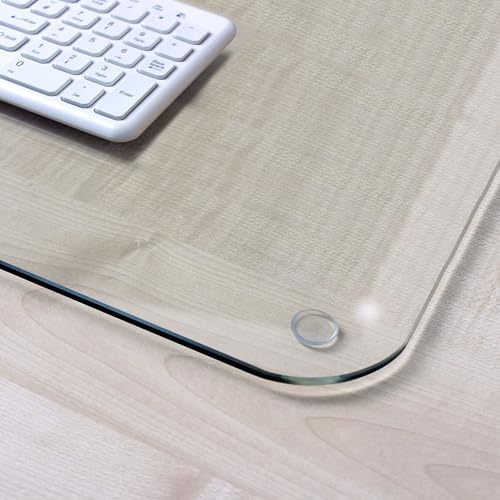 Marvelux Tempered Glass Desk Pad, Clear Surface Protector, Multi-Purpose Durable Computer Desk Mat, Mousepad, Crafting Surface Protector, Beauty Mat, Kitchen Worktop Saver with Anti-Slip Pads 20"x36" - size: 36" x 20"