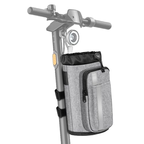 FINPAC Cup Holder for Bike, Universal Water Bottle Holder with Phone Pockets for Stroller Walker Golf Cart Rollator and Scooter, Outdoor, Biking - Gray - color: Gray