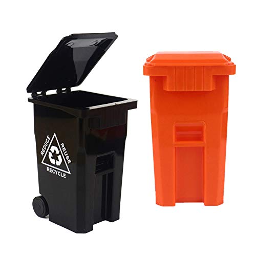 Wiosi Mini Garbage Trash Pen Holder for Desk and Tiny Recycle Bin Pencil Holder Black & Orange, Pack of 2 - Storage for Pencil & Pen | Office Stationery to Organize the Desk | Ideal for Student Work - color: Black-Orange, size: 5"