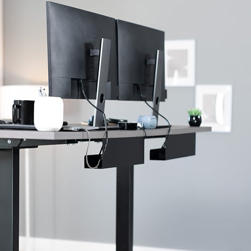 VIVO Under Desk 17 inch Cable Management Trays, Power Strip Holders, Cord Organizers, Wire Tamers for Office and Home, Black, 2 Pack, DESK-AC06-2C | Set of 2, Low Profile Power Strip Holder, Cord Organizer, Wire Tamer Steel Cable Rack for Office and Home,