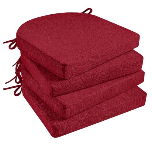 Basic Beyond Chair Cushions for Dining Chairs 4 Pack, Kitchen Chair Cushions with Ties and Non Slip Backing, 16 x 16 inches Chair Pads for Dining Chairs (Red) - color: Red, size: 16"x16"x2"(Pack of 4)