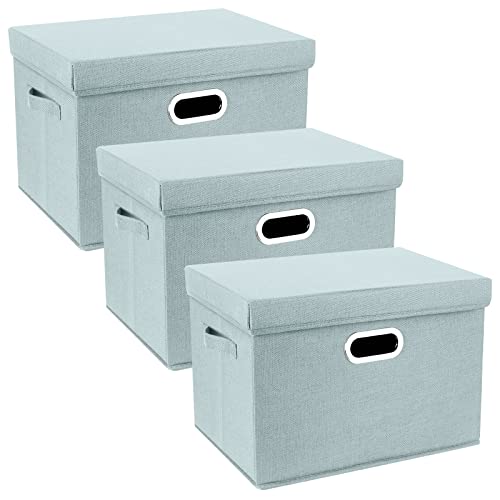 TYEERS Large Storage Bins with Lids, Collapsible, Washable, Fabric Storage Boxes for Organizing, 17.3x11.8x11.4 inches, 3 Pack, Aqua Spring - color: Auqa Spring, size: 3-Pack Large
