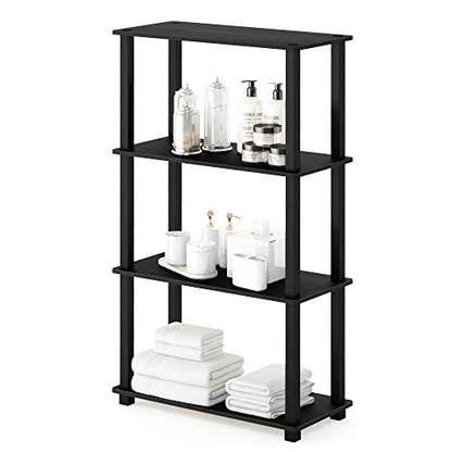 Furinno Turn-S-Tube 4-Tier Storage Shelves Bookshelf, Americano - color: Americano/Black, size: 4-Tier Square Tube
