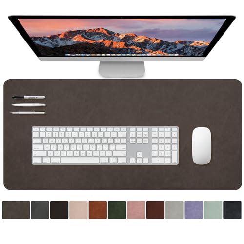 Medium Size PU Leather Desk Pad wiith Stitching Edge Easy Clean Desk Protecor Non-Slip Base Mat for PC Laptop Office/School 23.6"x 13.8" M Dark Coffee - color: Dark Coffee, size: 23.6" x 13.8"