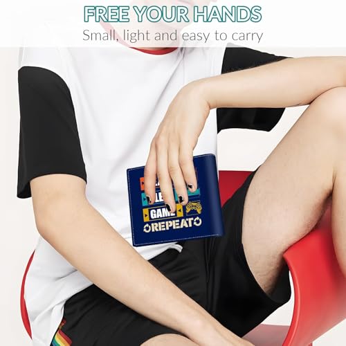 EXXBYELI Boys Wallet Gamepad Leather Wallets Credit Id Card Cash Holder Black Rfid Blocking Zipper Cute Cool Funny Aesthetic Wallets With Coin Pocket Id Window Teen Wallets for Boys Teenager Wallet - color: games-text-2