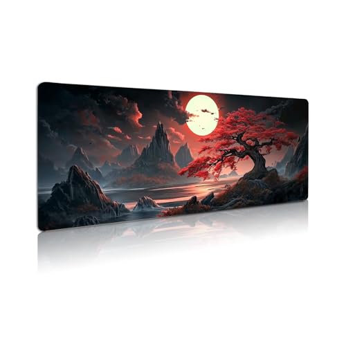 Extended Gaming Mouse Pad, Large Mouse Mat 3 mm Nature Rubber Base Mousepad with Stitched Edges, Non-Slip Desk Mat for Office Home Great Gift 31.5x11.8 Inch (Dark Canyon 2) - color: Dark Canyon 2