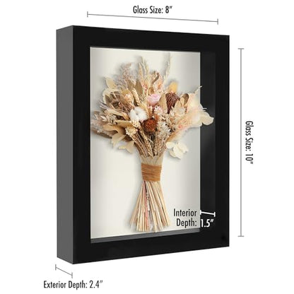 Americanflat 8x10 Shadow Box Frame with Shatter-Resistant Glass - Silhouette Collection - Large Shadow Box Display Case for Tabletop and Wall Display - Black with Soft Felt Back - color: Black, size: 8x10