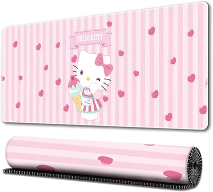 Kitty Girly Cute Gaming Mouse Pads, Long Extended Desk Mat, Extra Large Girl Anime Mousepad Keyboard Pads for Work Game Office Home (Kitty) - color: Kitty