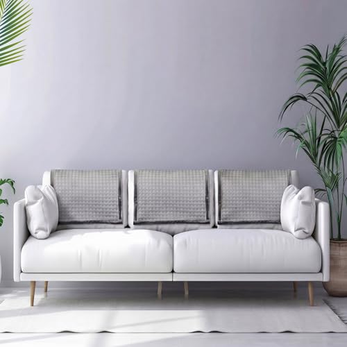 3 Pcs Cooling Recliner Headrest Protector Ice Silk Non Slip Couch Covers Cool Chair Headrest Cover for Summer Home Office Sofa Theater Seat Furniture Slipcover(Gray) - color: Grey