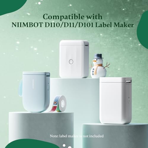 NIIMBOT Christmas Labels for D110/D11/D101 Label Maker,14 x 50 mm (0.55'' x 1.97''), Thermal Label Tape for Christmas Home Office Labeling, Meowy Xmas Pattern - color: 14mmx50mm-meowy Xmas
