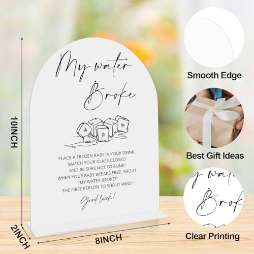 My Water Broke Sign Water Broken Baby Shower Game Decoration Shower Reception Event Party Table Desk Acrylic Decor 8x10 Inch - color: water broke