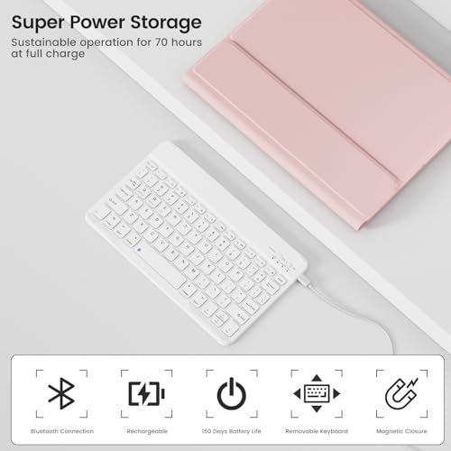 Case with Keyboard for iPad Air 11 Inch M4/M3/M2, Pink | for iPad Air 5th/4th Generation 10.9 Inch, Magnetic Detachable Bluetooth Keyboard Cover with Pencil Holder, Auto Sleep/Wake - color: Pink