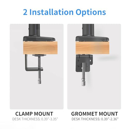 Single Monitor Stand for 13 to 32 inch Screens, Gas Spring Monitor Arm with Swivel, Tilt, Rotation, Height Adjustable, Desk Mount with C-Clamp and Grommet Base, Holds 4.4 to 19.8lbs Screen, Black - size: Non-RGB Single Arm Black