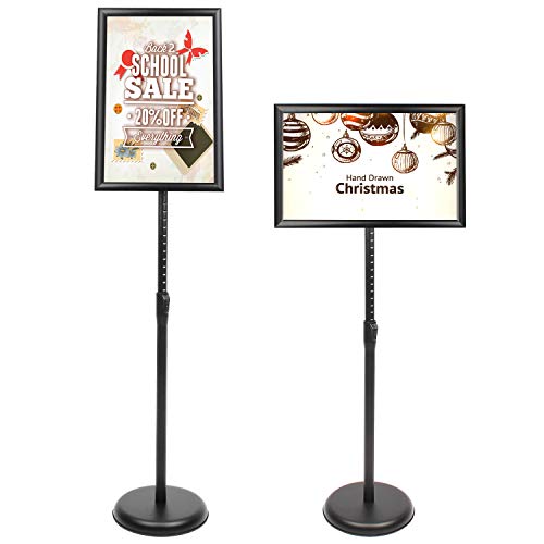 DISPLAYSWORKER Sign Stand, Sign Holder Floor Stand with Heavy Duty Pedestal ,Adjustable Pedestal Poster Stand Aluminum Snap Frame for 8.5 x 11 Inch, Black - color: black, size: 8.5-x-11-inch