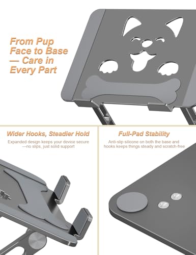 Aoviho Laptop Stand for Desk-Adjustable, Foldable, Portable, Ergonomic Aluminum Notebook Riser with Unique Puppy Shaped Vent, Desk Gift for 10"-17.3" Devices Mac, Dell, HP, Lenovo, Samsung, Gray - color: Gray