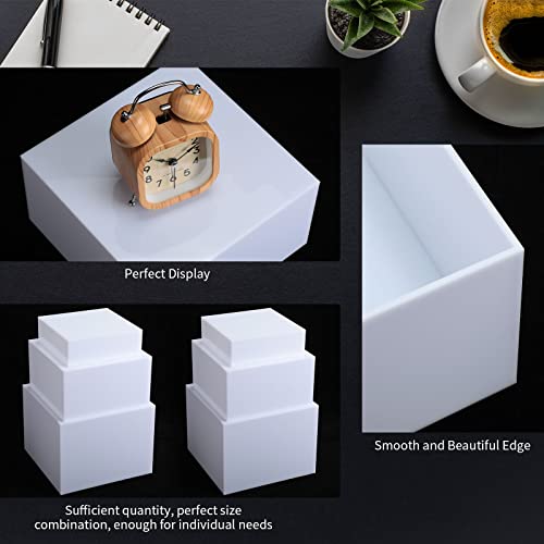 Tuanse 6 Pcs Buffet Risers, Food Risers for Buffet Table, Display Stand for Catering Dessert Collectibles Jewelry Figures Show, 5 Sided Acrylic Cube Display Organizer Acrylic Cube Boxes(White) - color: White