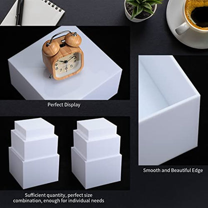 Tuanse 6 Pcs Buffet Risers, Food Risers for Buffet Table, Display Stand for Catering Dessert Collectibles Jewelry Figures Show, 5 Sided Acrylic Cube Display Organizer Acrylic Cube Boxes(White) - color: White