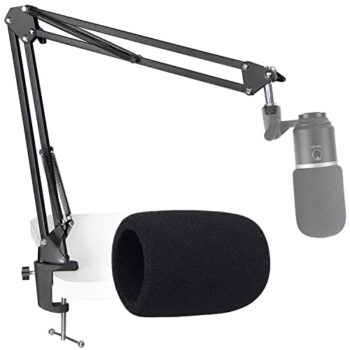 K669B Mic Boom Arm with Foam Windscreen, Suspension Boom Scissor Arm Stand with Pop Filter Cover Compatible with Fifine K669B Microphone by SUNMON - color: Fifine K669B Boom Arm