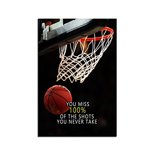 Inspirational Canvas Wall Art Sports Star quote Motivational Canvas affirmative basketball Poster Prints Framed Wall Art for Gym Inspiring Modern Home Wall Decor Framed Ready to Hang [12''W X 18''H] - color: Inspirational-1, size: 18"L x 12"W