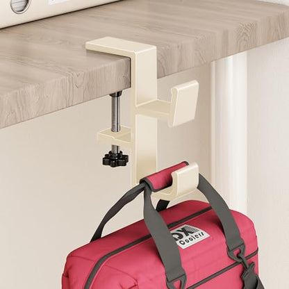 Desk Hook for Bag, Purse Hook for Table, Under Desk Handbag Hanger, Aluminum Backpack Holder, Desk Mount Hook for Umbrellas, Headphone, Back to School Supplies, Cream - color: Cream