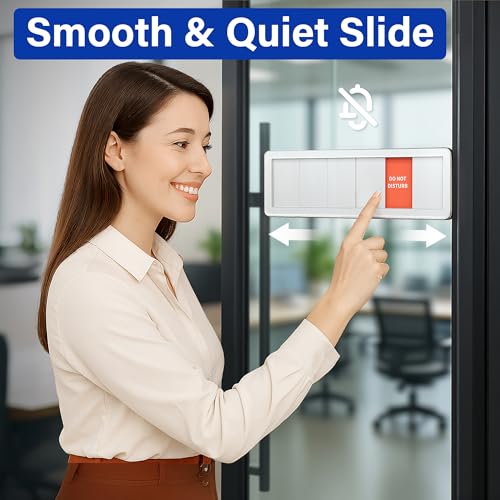 Office Door Signs with 6 Printed Status Options – Do Not Disturb, Out of Office, In a Meeting, Please Knock, Back Soon, Come on in – Includes Custom Personalized Blank Sticker for Privacy Workspace or Studio Available and Away - style: Silver-Come on in
